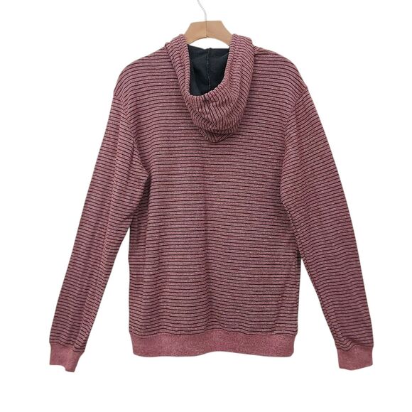 RVCA Hoodie Mens Medium Red Regular Fit Stripes Lightweight Outdoor Travel - Picture 6 of 12